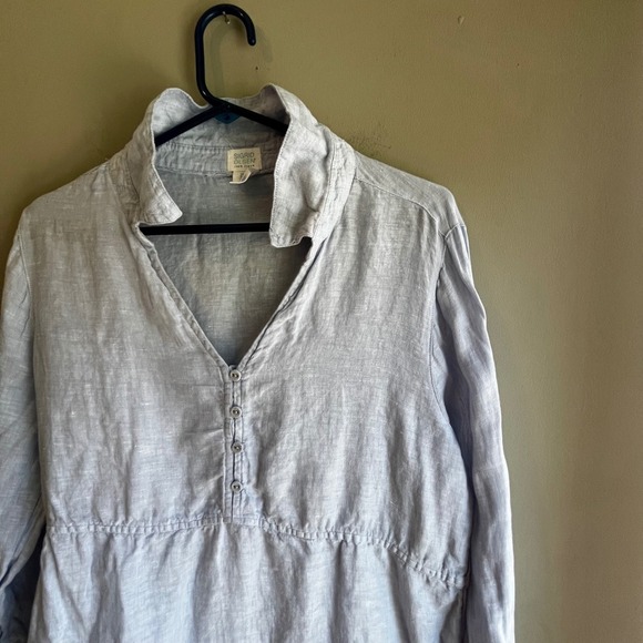 Sigrid Olsen Women's Tunic Top Long Sleeve V-Neck Button Front Light Blue
Linen - Picture 5 of 11